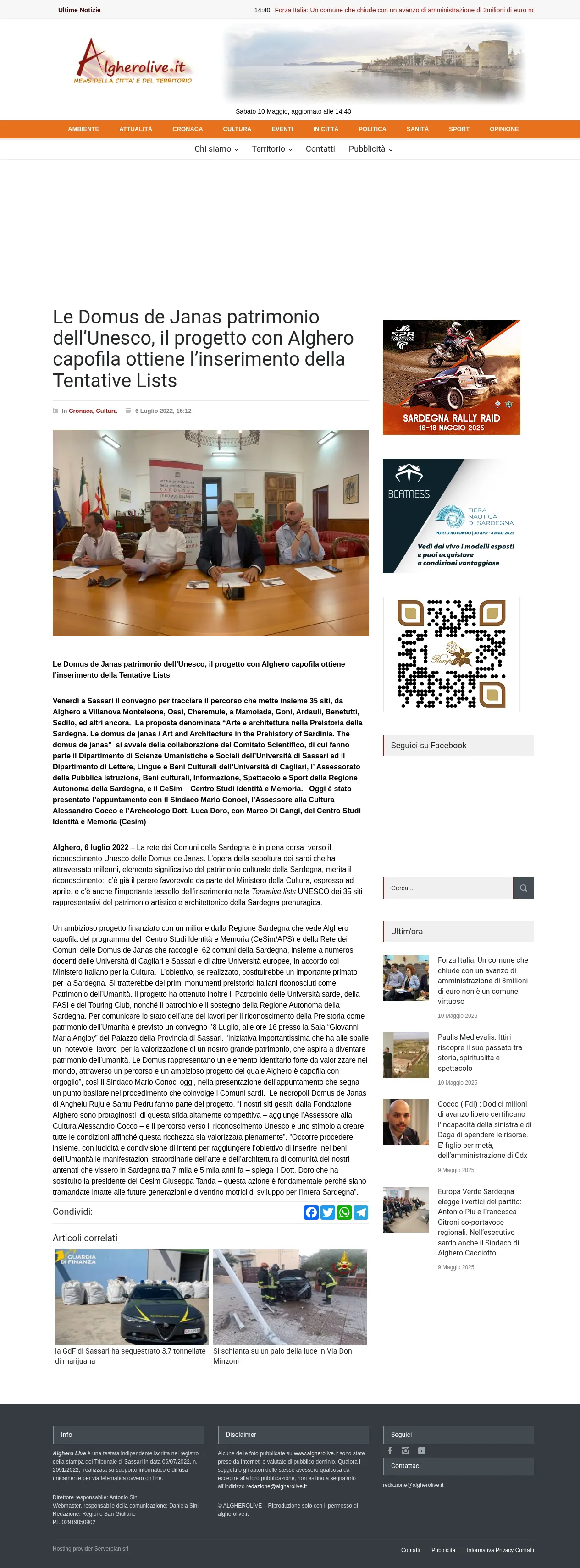 The Domus de Janas towards the nomination for UNESCO Heritage