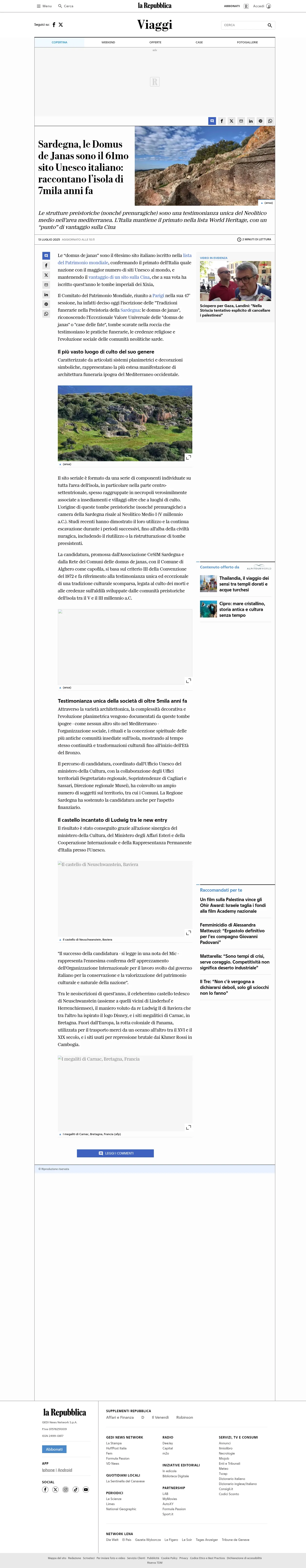 La Repubblica annuncia il nuovo riconoscimento UNESCO per la Sardegna