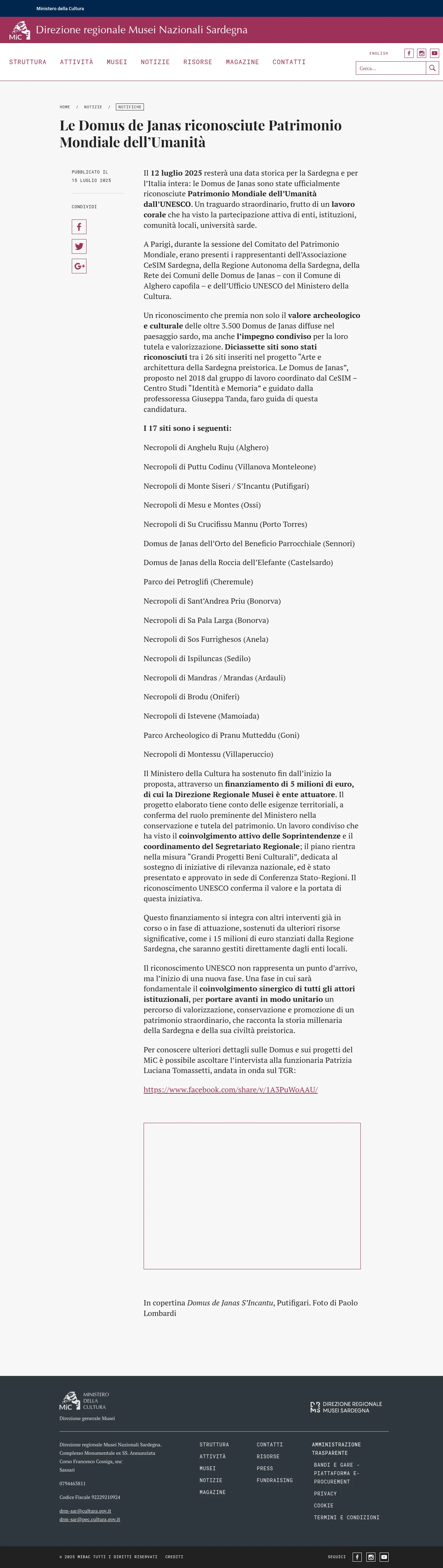 Le Domus de Janas entrano nella lista del Patrimonio Mondiale dell'UNESCO